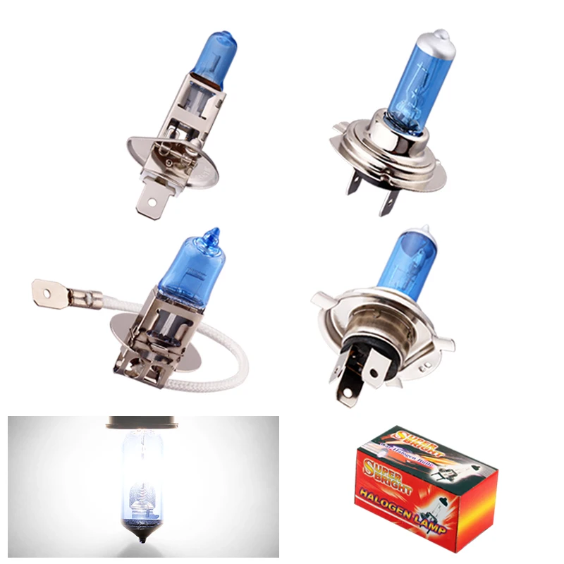 Super Bright Halogen Bulbs H1 H3 H4 H7 H8 H9 H11 9005 HB3 9006 HB4 100W 6000K Car Headlight Fog Lights Lamp White parking