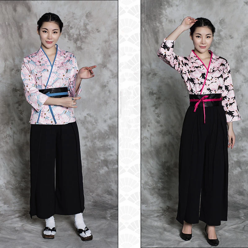 

1 set (pants ,belt ,top)Japanese chef uniform apanese sushi women and man workwear chef Service clothes