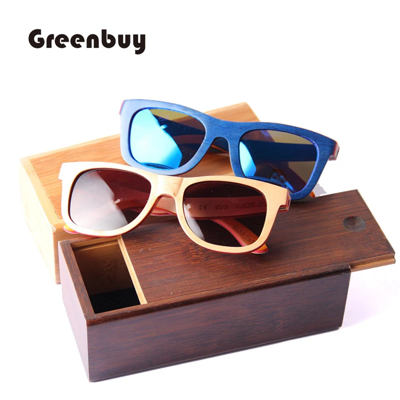 New bamboo dyed brown hand-made bamboo-wooden box high-grade sliding lid pull-out glasses box primary bamboo sunglasses box