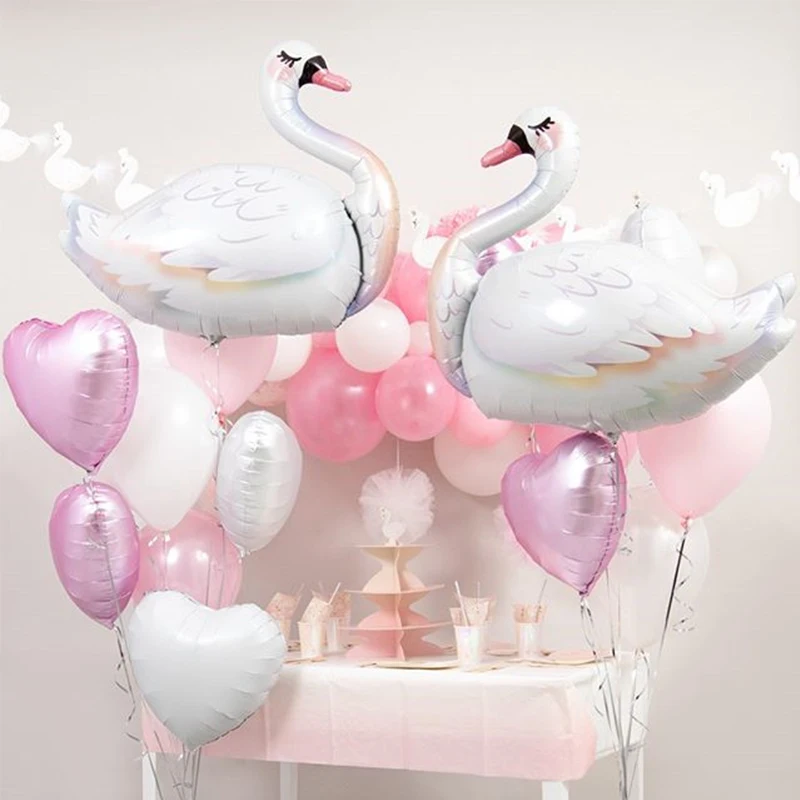 2pc Big white swan flamingo balloon happy Birthday Party Decorations kids toys baby shower girl air globos cumpleanos infantiles