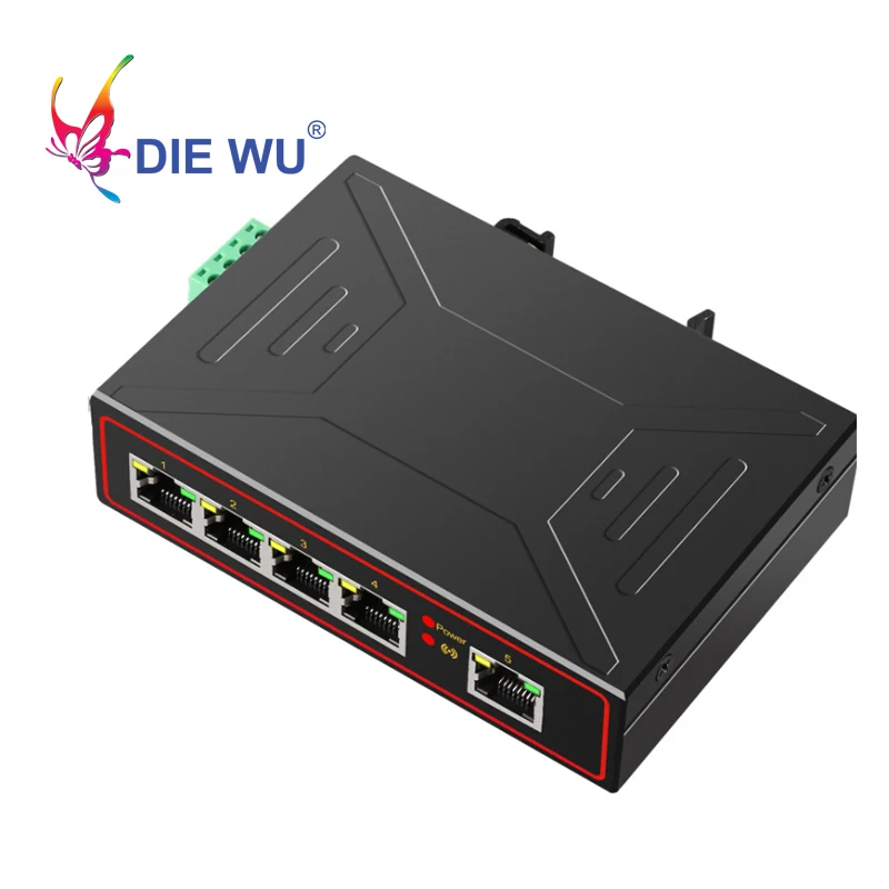 

5 Ports Industrial Ethernet Switch 10/100/1000Mbps Gigabit Network Switch DIN Rail Type Network Lan adapter Signal Strengthen