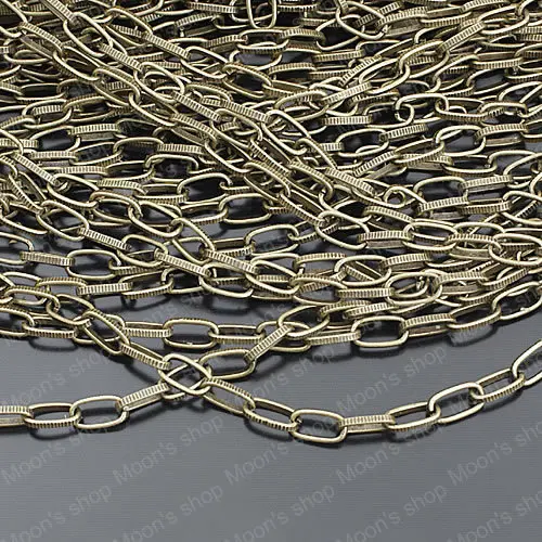 Wholesale Width 5mm Antique Bronze Iron Embossing Link Chains Accessories 5 Meter (JM2752)