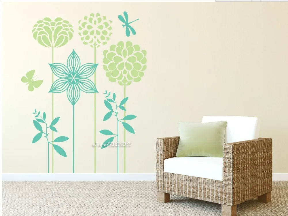 Decorative Flowers Wall Stickers E-co Friendly PVC Wall Decals Creative Artistic Home Wallpaper DIY Self-adhesive Mural SA654