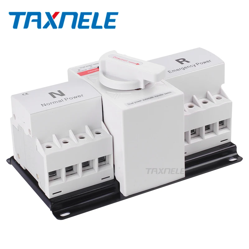 قاطع دارة صغير ATS 2P 4P 63A 230V 380V ، مفتاح التحويل التلقائي ثنائي الطاقة ، مفتاح التحويل التلقائي
