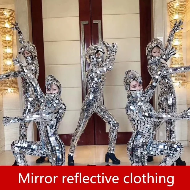 Party Show Elastic Mirror Costume Eyeglass Costume Cosplay mechanical dance props Mirror reflective costume