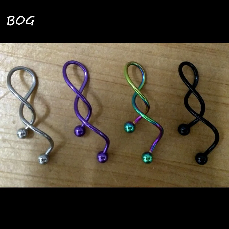 4Pieces Twist Spiral Ear Industrial Piercing Barbells Belly Button Ring Navel Piercing Nombril Ombligo Earring Ear Piercing 14g image 3