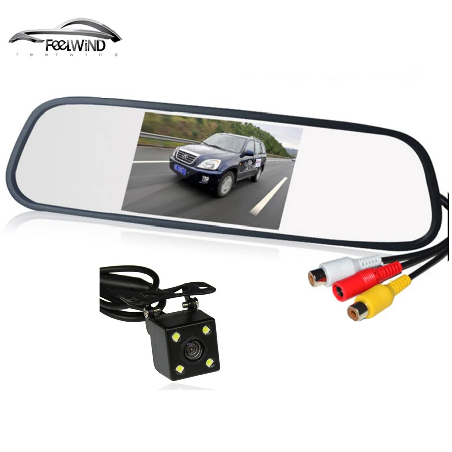 

HD Video Auto Parking Monitor LED Night Vision CCD Car Rear View Camera With 4.3'' 4.3 inch Car Rearview Mirror Monitor