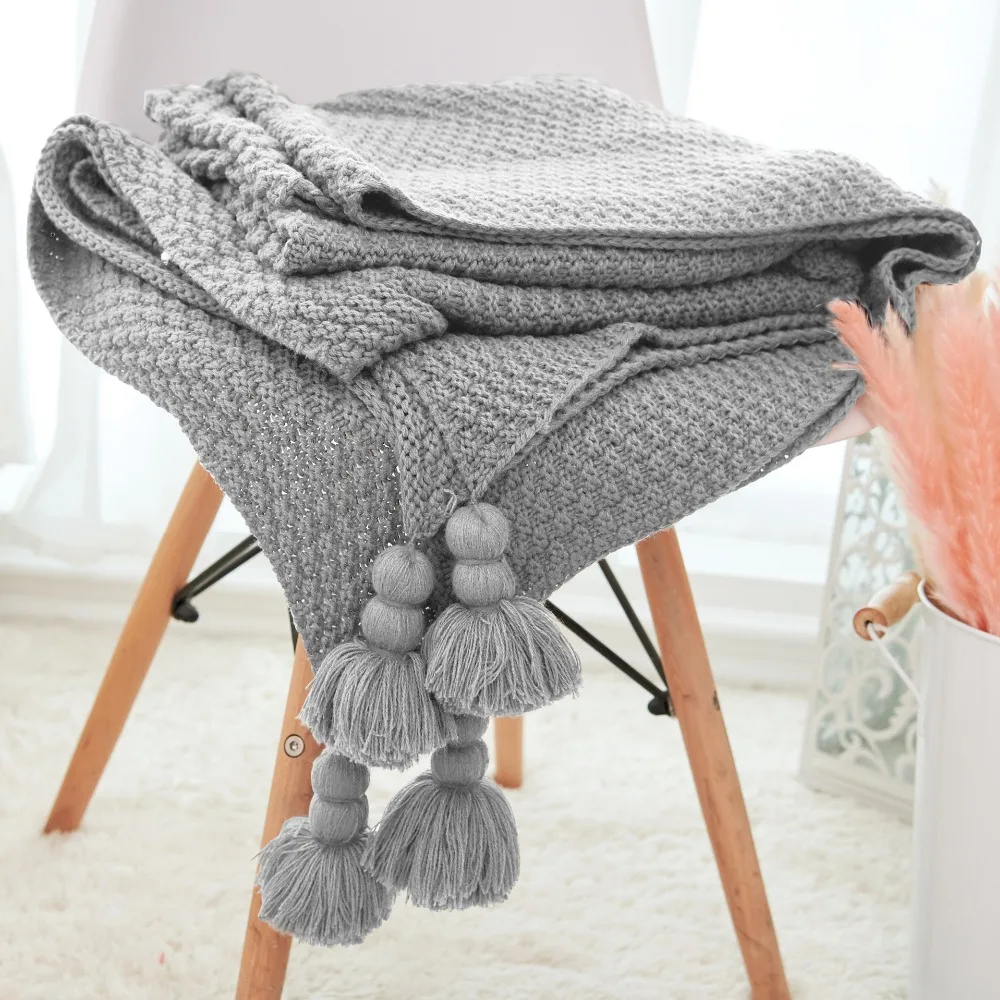 

mylb Plain Air Conditioning Travel Blanket Knitted Blanket for Bed Sofa Cover Home Textile Throw Blanket Anti-Pilling Portable