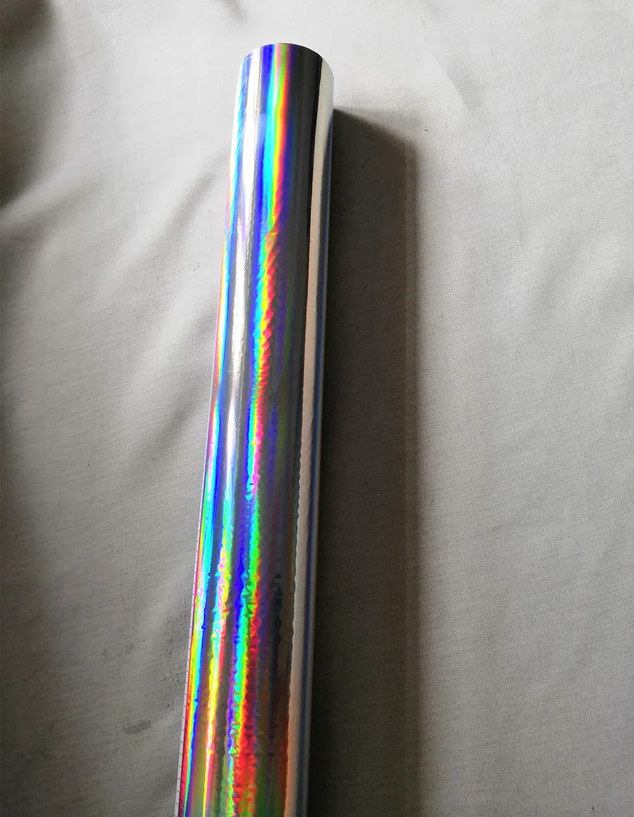 

Plain holographic foil silver color rainbow light hot press on textile 64cm x 120m stamping foil