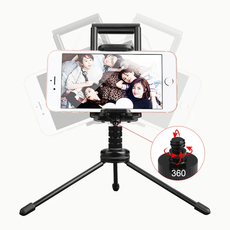 2 In 1 Tripod Rotation Tablet Holder Stand for Ipad Air Mini Portable Camera Clip Bracket Mount Adapter for IPhone Huawei Xiaomi