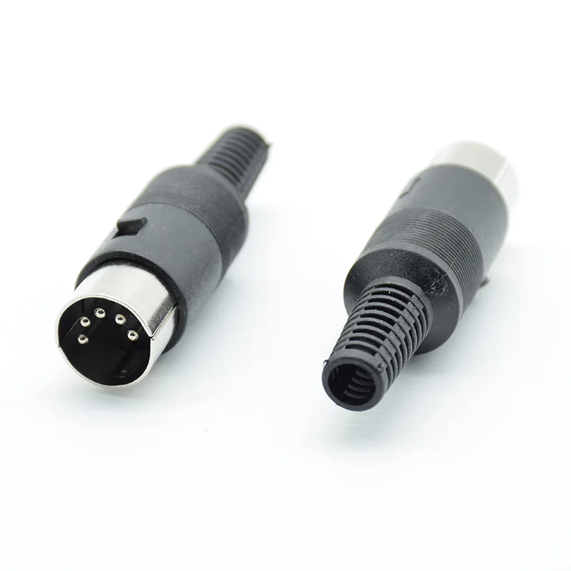 2pcs  5 Pin with Plastic Handle DIN male Plug Cable Connector