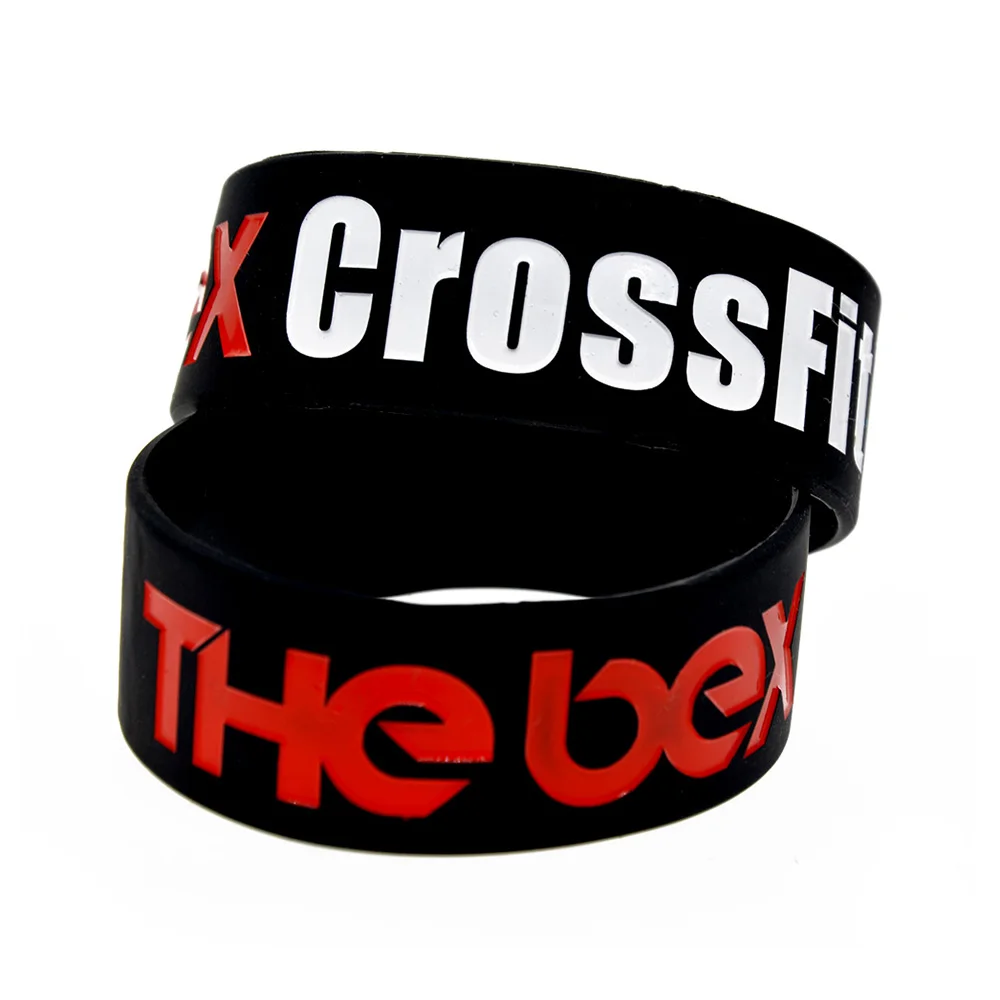 1 PC The Box CrossFit Silicone Wristband 1 Inch WIde Black Sport Gift Bangle