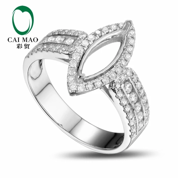 

CaiMao Marquise cut Semi Mount Ring Settings & 0.63ct Diamond 18k White Gold Gemstone Engagement Ring Fine Jewelry