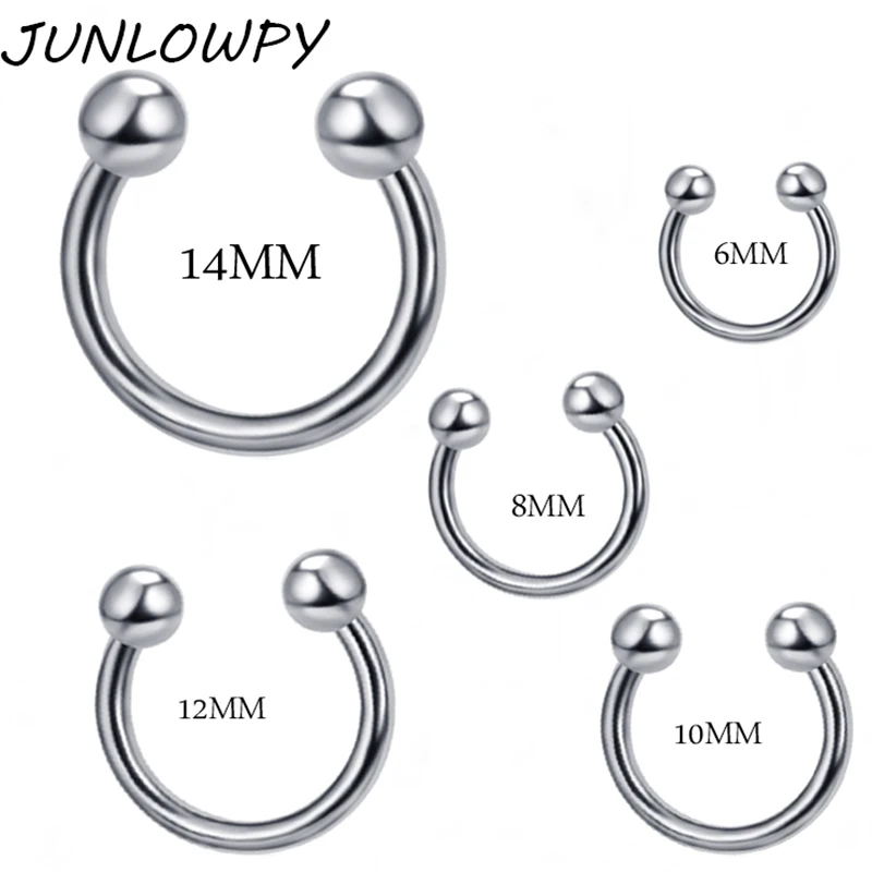 JUNLOWPY-Piercing Corps Bijoutier, Fer à Cheval, Septum Piercing, Antarctique, Anneau Oreille, Barre Smiley, 6-14mm au choix, 1 pièce/lot