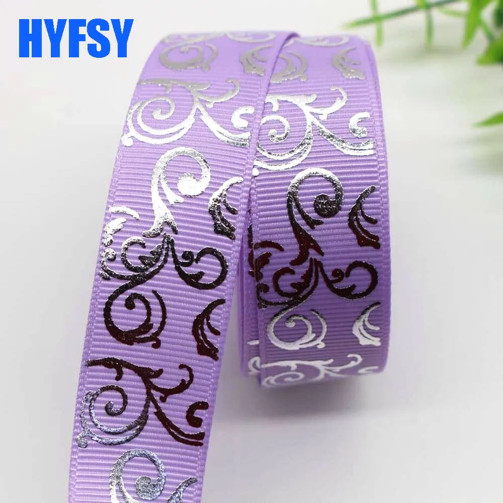 10 Yards 22mm silver foil multicolor grosgrain ribbon hair accessories hair bow diy bow gift party decoration cartoon