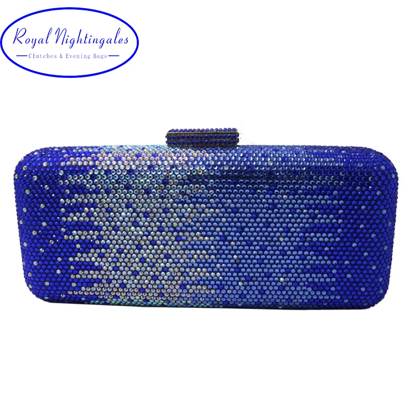 

Royal Nightingales Crystal Box Hard Case Evening Clutches and Evening Bags Royal Blue Purple