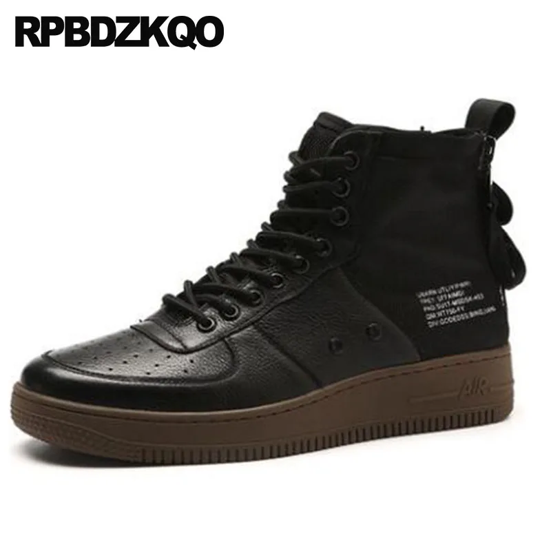 

Mesh Ankle Trainer High Platform Sneakers Booties Thick Soled Shoes Luxury Wedge Black Full Grain Leather Sole Top Men Boots