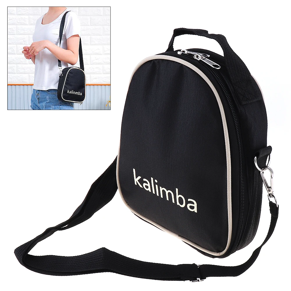17 / 15 / 10 Key Black Universal Kalimba Storage Bag Thumb Piano Mbira Soft Case Oxford Cloth Inside Cotton Shoulder Bag