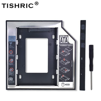 TISHRIC 범용 알루미늄 플라스틱 SATA 3.0, 2 번째 HDD 캐디, 2.5 인치 SSD CD DVD-HDD 케이스, 인클로저 CD-ROM, ODD Optibay, 9.5mm, 12.7mm