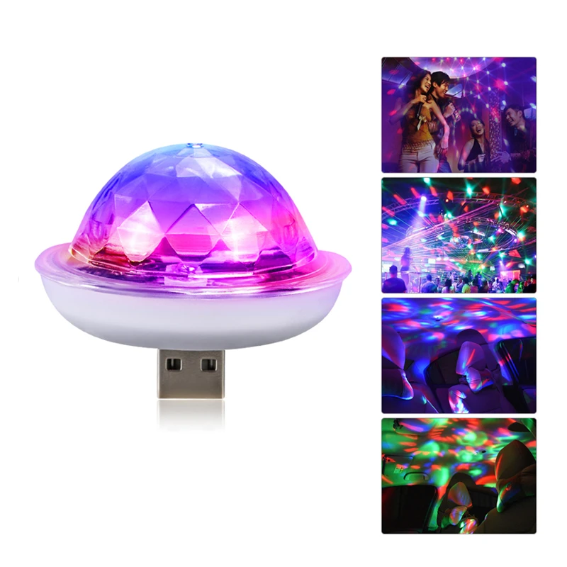 Music Sensor USB Mini Disco Stage Lighting Effect Light DJ Crystal Magic Ball Lamp Apply to Phone Micro Usb LED Lamp Drop Ship