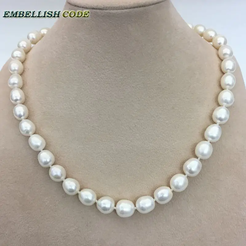 low price 9-10mm white pearl necklace bracelet earring set real natural Cultured Freshwater pearl teardrop shape Classic women