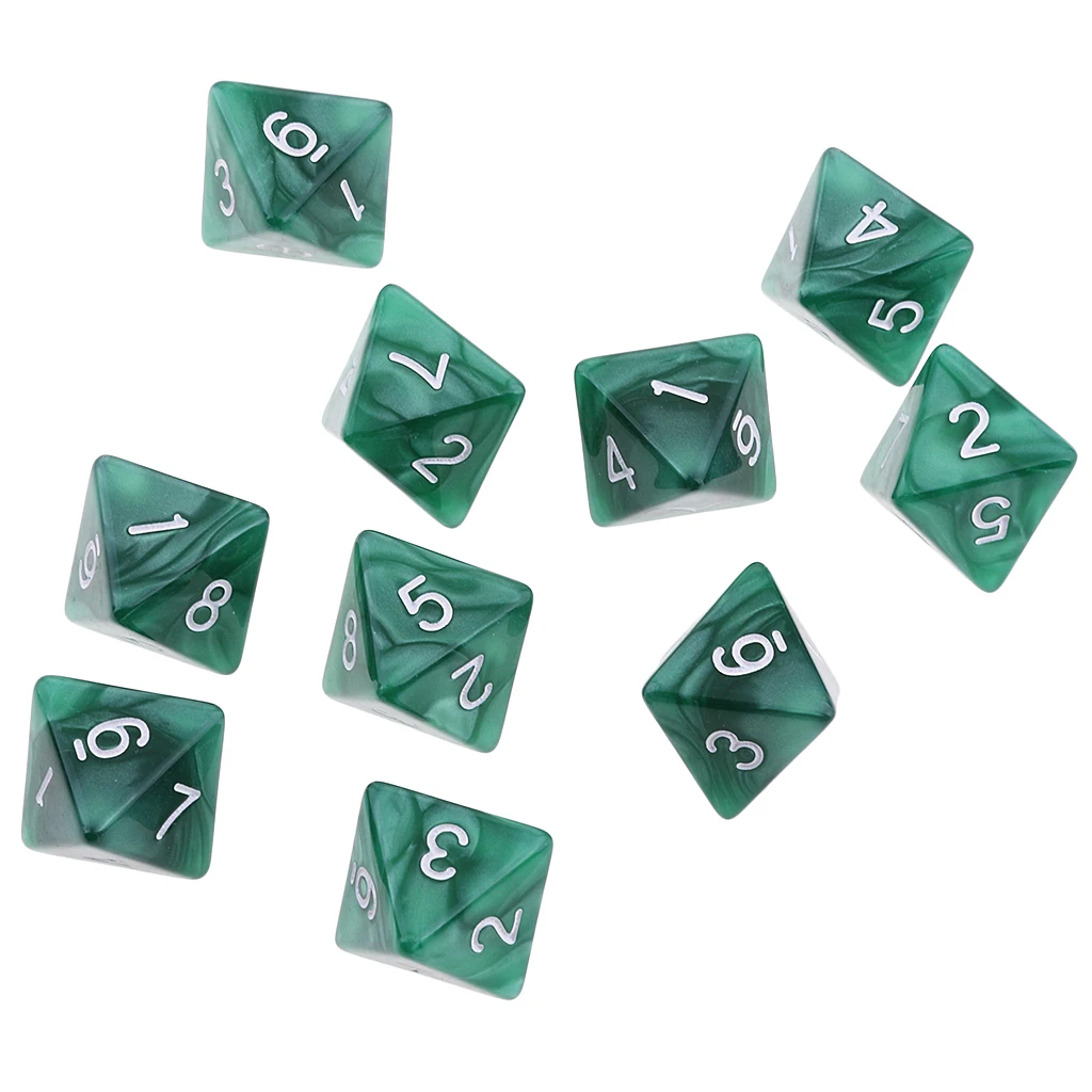 Multicolor 10 stücke 8/10 Seitige Würfel D8 1,6 cm Polyhedral Würfel für Partei Portable Tisch Spielen Spiel Pub Club Acryl trinken Dice