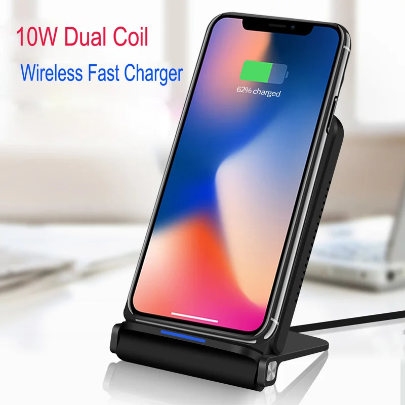 

Esobest Foldable 10W Dual Coil Qi Wireless Charger for iPhone X 8 plus Samsung Note 8 s8 Fast Charging Pad Docking Dock Station