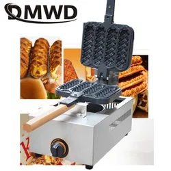 DMWD Commercial gas French Sausage Lolly Waffle Maker 4 pcs non-stick Crispy Cone hot dog Muffin baking Machine Baker snack Iron