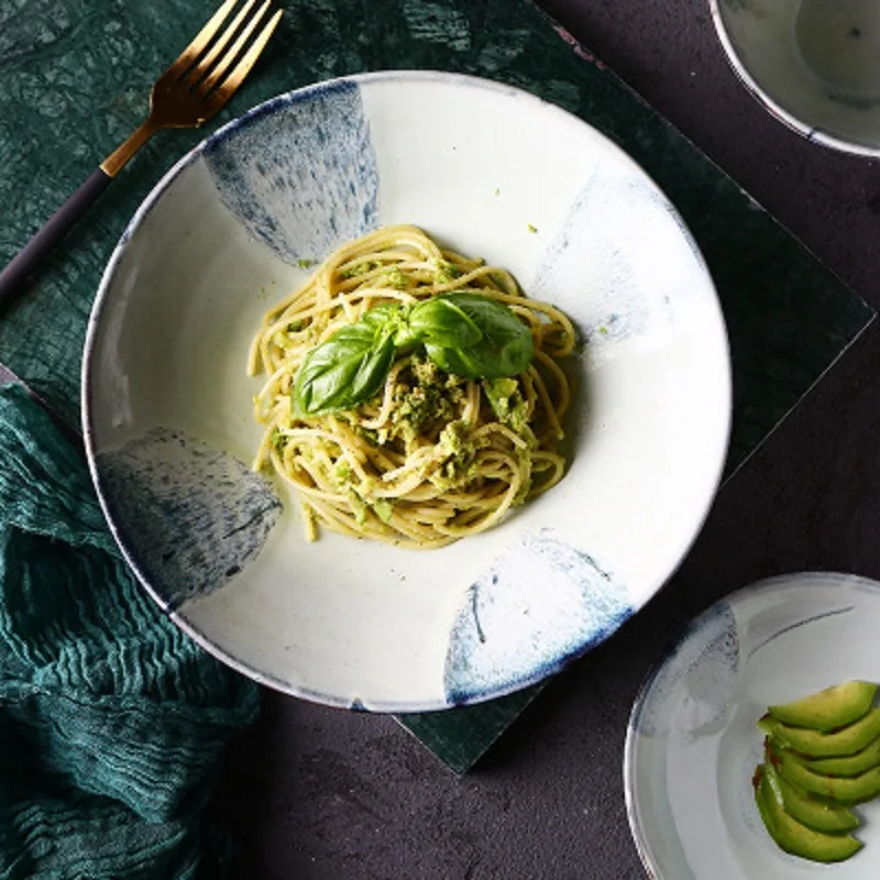 Shallow Mouth Salad Bowl Large Soup Salad Bowl Large Dish plate Creative Ceramic Tableware Ceramic Bowl Ramen Bowl