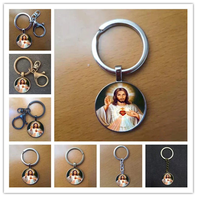 Христианская-фотография-брелок-Священная-фотография-стеклянная-подвеска-брелок-держатель