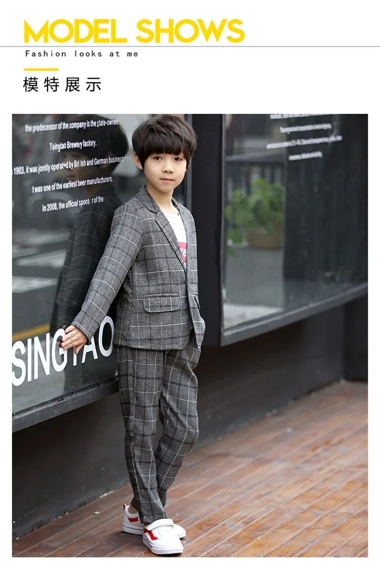 Modische Slim-Fit Kinder-Anzüge für Jungen, Formelle Blazer-Zweiteiler für Teenager, Party-Outfit, Kleidungsset für Alter 4-13 Jahre – Detail 2