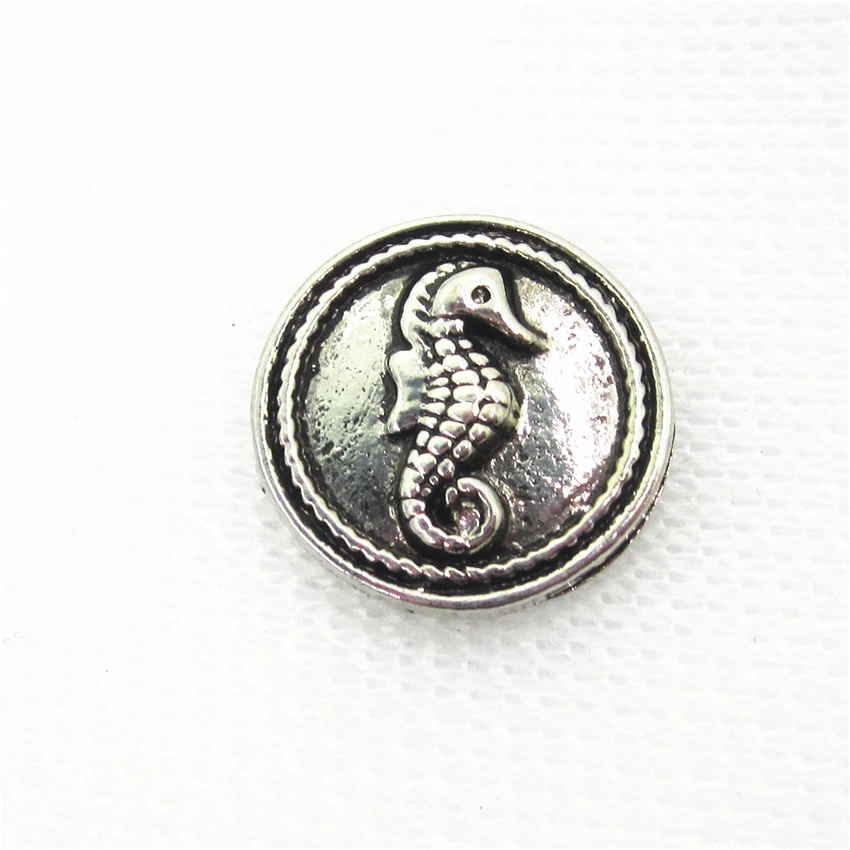 10pcs/lot Antique Silver sea horse snap button charms for snaps button Bracelet&Bangles DIY Snap Jewelry Charms