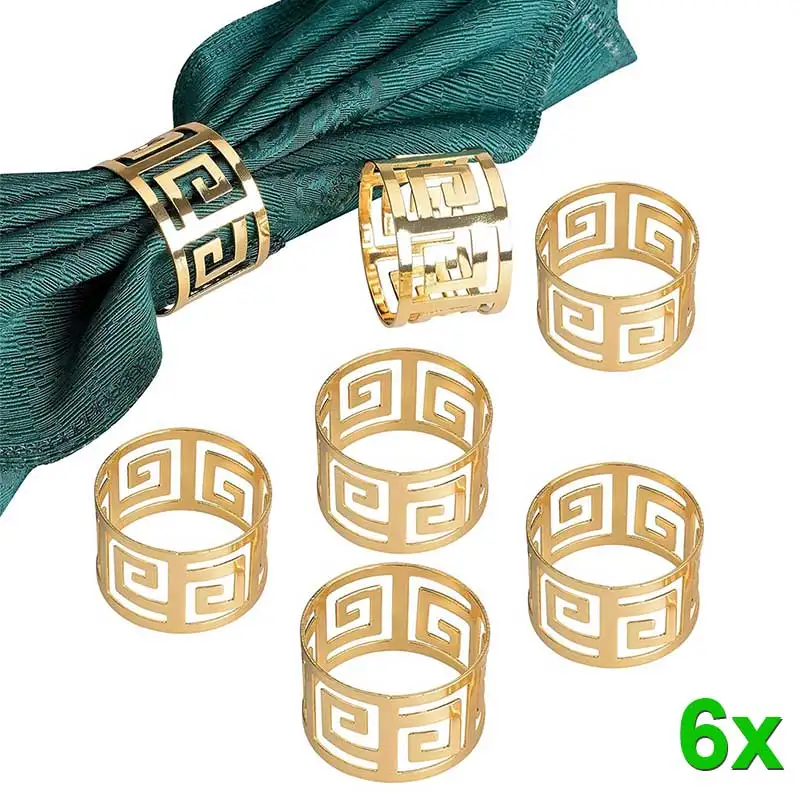 

6pcs Gold & Silver Napkin Rings Wedding Serviette Ring Alloy Table Napkin Holder Dinning Table Decoration Aro Servilleta Dorado