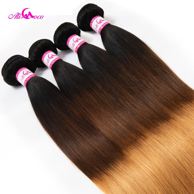 Cabelo liso remy natural brasileiro-ali coco, 5x5, 3 pacotes, com fechamento, 1/4/27