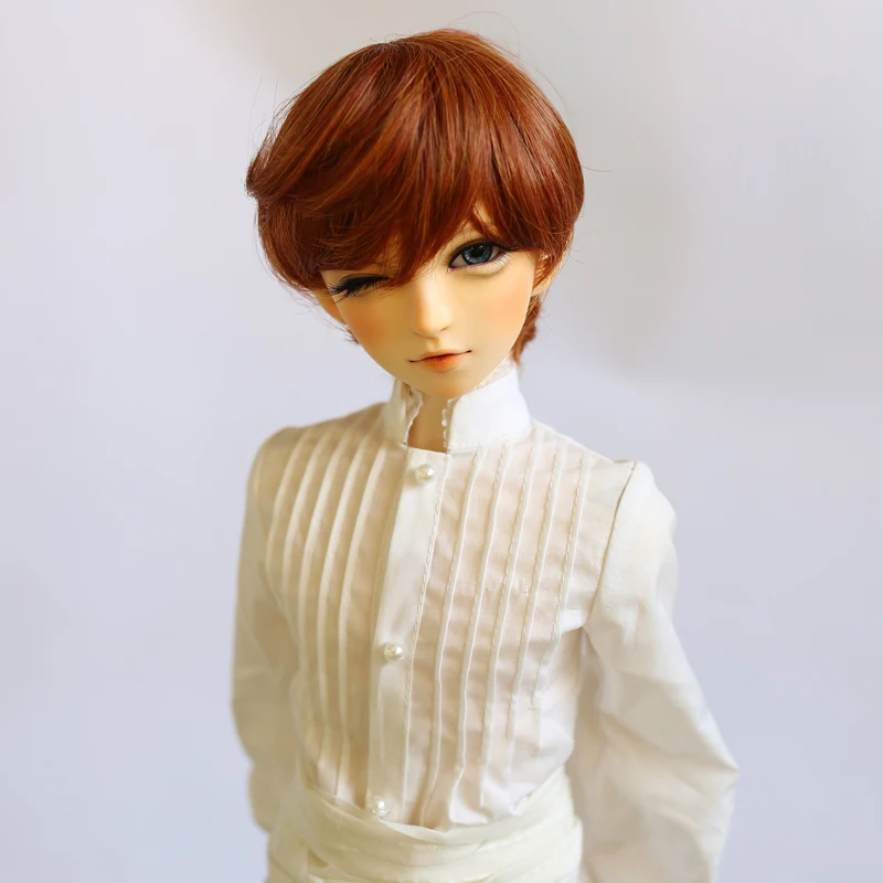 

BJD Doll Wig Male female Short Hair High Temperature Silk Brown color short hair for doll head size at 22-2cm