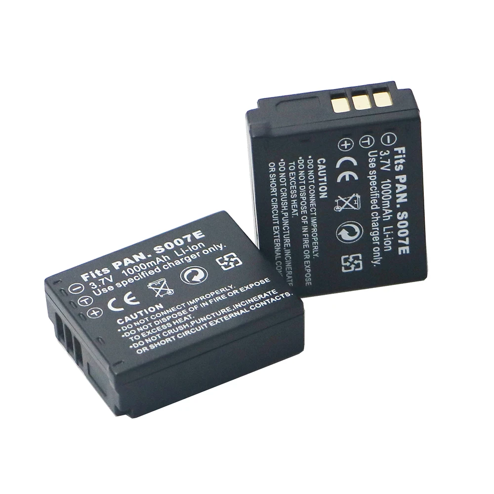 3ชิ้น/ล็อต1000MAh CGA-S007 CGR-S007E แบตเตอรี่ชาร์จสำหรับ Panasonic Lumix DMC TZ1 TZ2 TZ3 TZ4 TZ5 TZ50 TZ15กล้องแบตเตอรี่