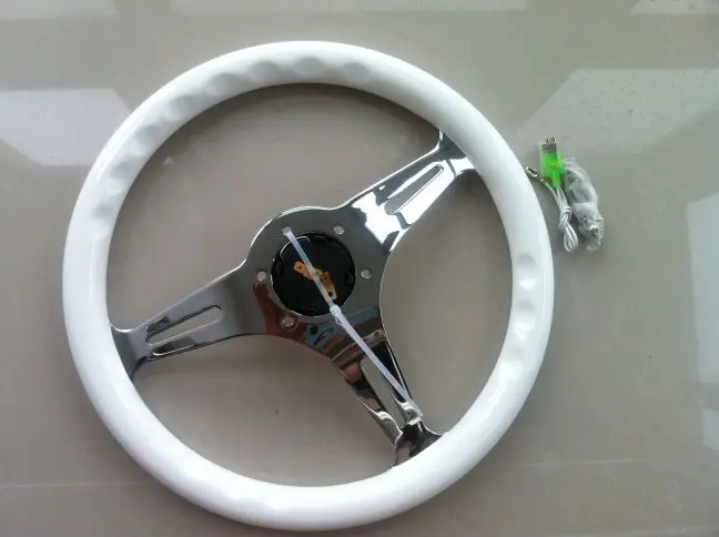 350mm Wood Phoebe steering wheel racing steering wheel three racing Phoebe white color
