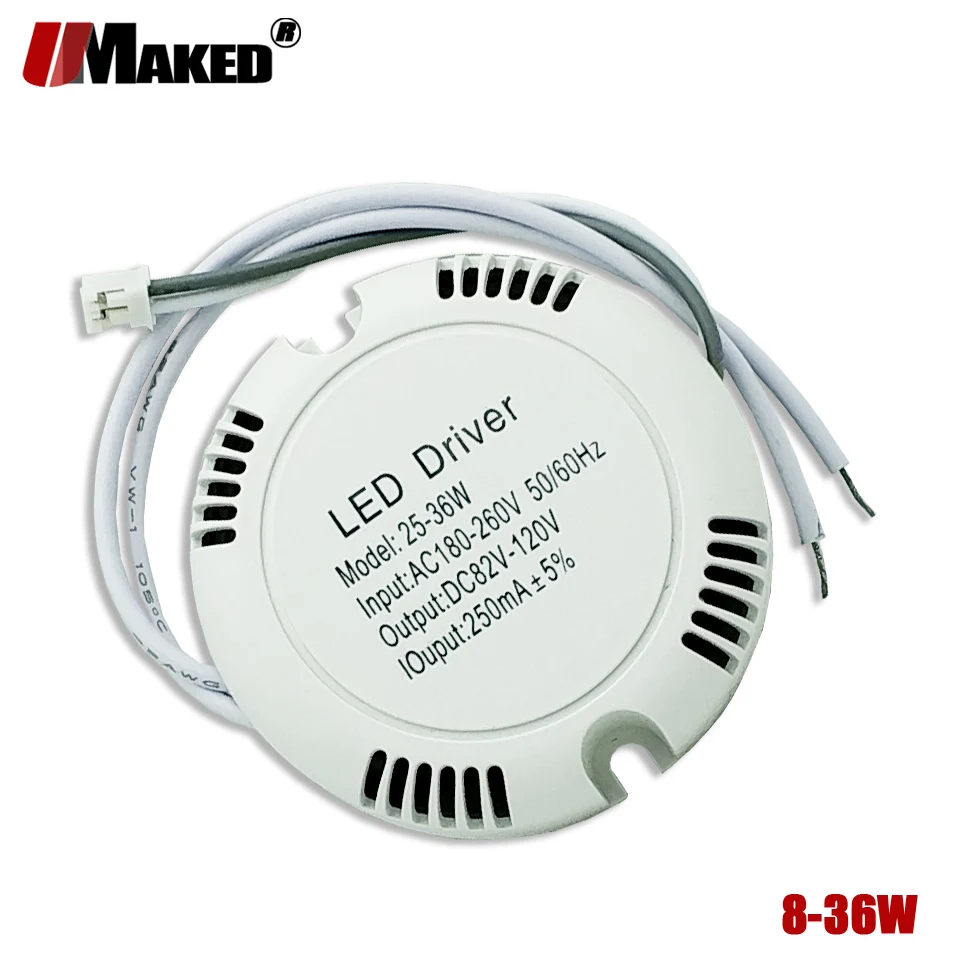 2 sztuk 230mA 25-36w 8-25W sterownik LED sterownik sufitowy 220v okrągłe pudełko sterownik transformator oświetleniowy do oprawy LED typu Downlight Ceilinglight DIY