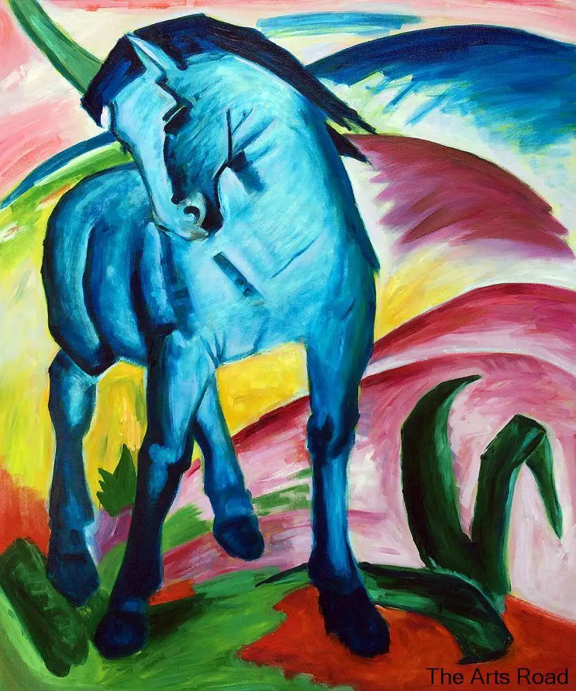 Animal Abstract Art Blaues Pferd I - Monaco Franz Marc Oil Painting Horse Hand Painted Canvas High Quality