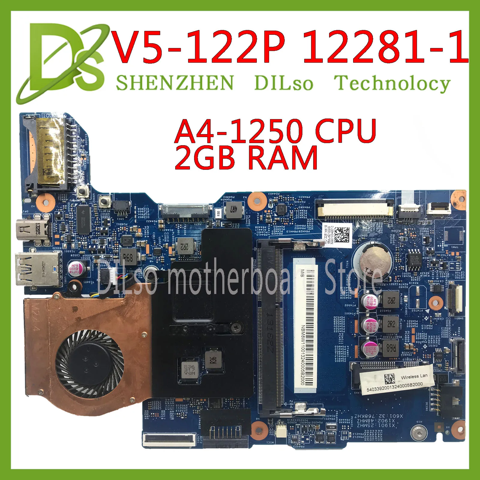 

KEFU V5-122 Motherboard ACER V5-122P Laptop Motherboard 12281-1 With A4-1250 CPU 2GB RAM NBM8W11001 48.4LK03.01 100% Tested