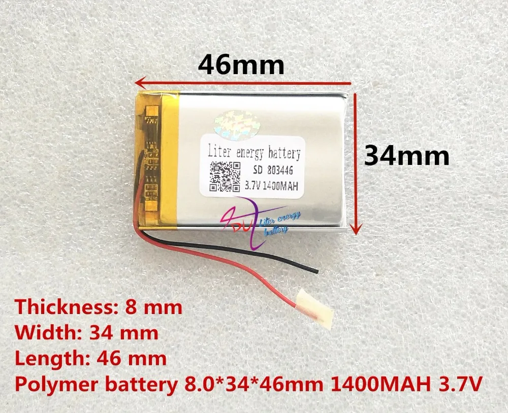 Liter energy battery 3.7V lithium polymer battery 803446 083446 1400mAh GPS battery MP3 MP4 speaker teaching machine