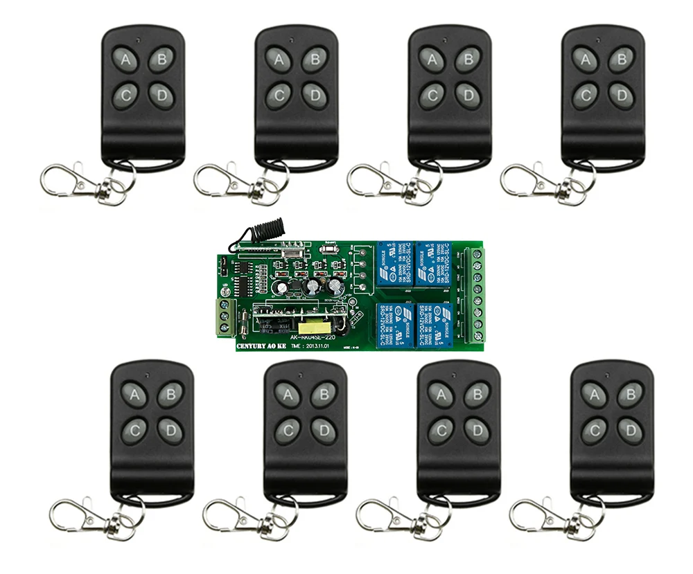 

85v~250V 110V~ 220V 4CH RF Wireless Remote Control Relay Switch Security System Garage Doors Gate Electric Doors