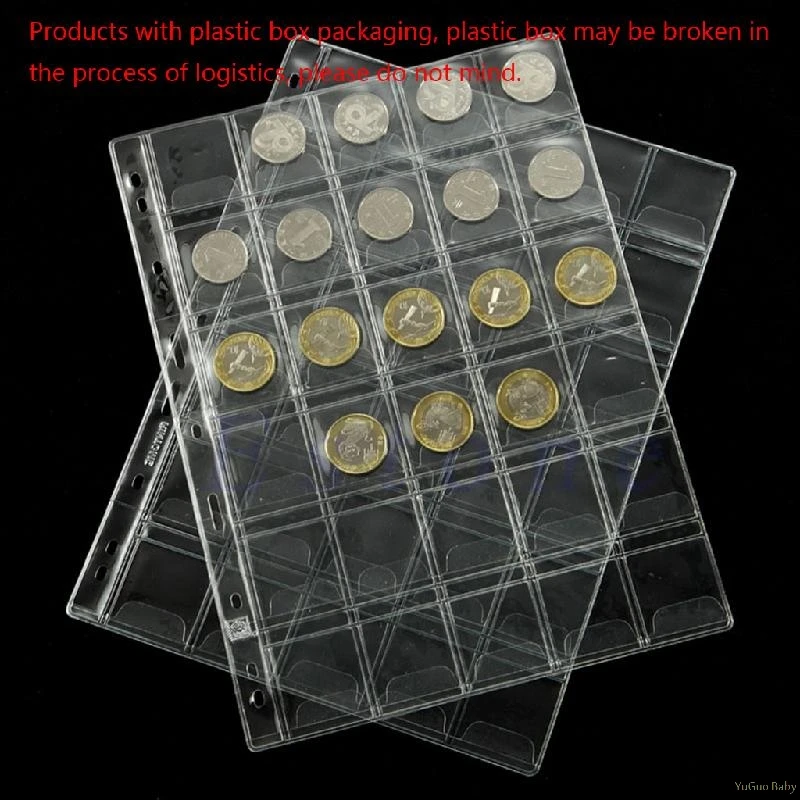 42 Pockets Classic Plastic Coin Holders Sheets For Storage Collection Album Case A2UB