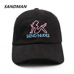 SANDMAN Letter SEND NUDES Snapback Cap Cotton Baseball Cap For Men Women Adjustable Hip Hop Dad Hat Bone Garros Casquette