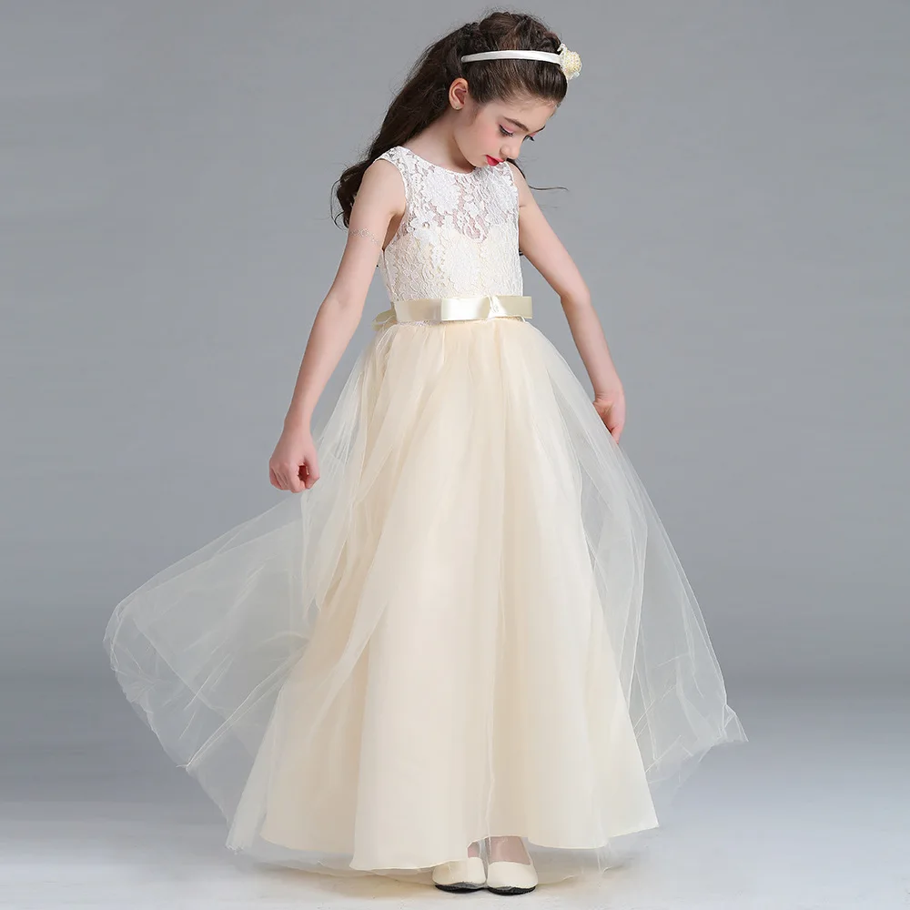 4-15 Years Kids Dress for Girls Wedding Tulle Lace Long Girl Dress Elegant Princess Party Pageant Formal Gown for Teen Children