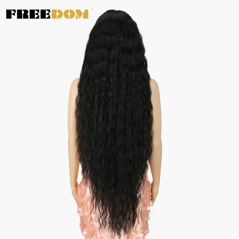 FREEDOM – Synthetische Perücken mit Spitze am Vorderteil für schwarze Frauen, 40 Zoll lang, Cosplay-Perücke, lockige Perücken mit Spitze, Ombré-Perücke mit Highlights in den Farben Ingwer, Weiß und Pink. – Detail 13