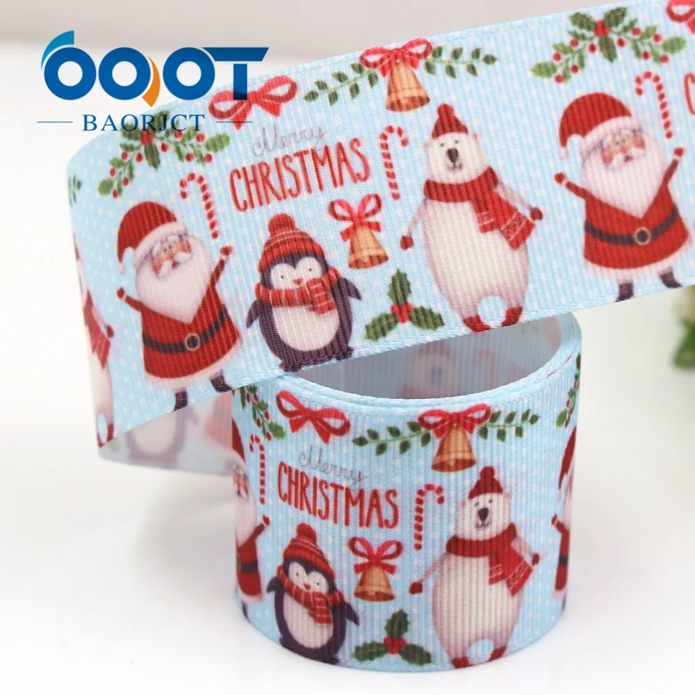 OOOT BAORJCT G-18728-685,38 mm 10 yards Christmas Ribbons Thermal transfer Printed grosgrain Wedding DIY handmade material