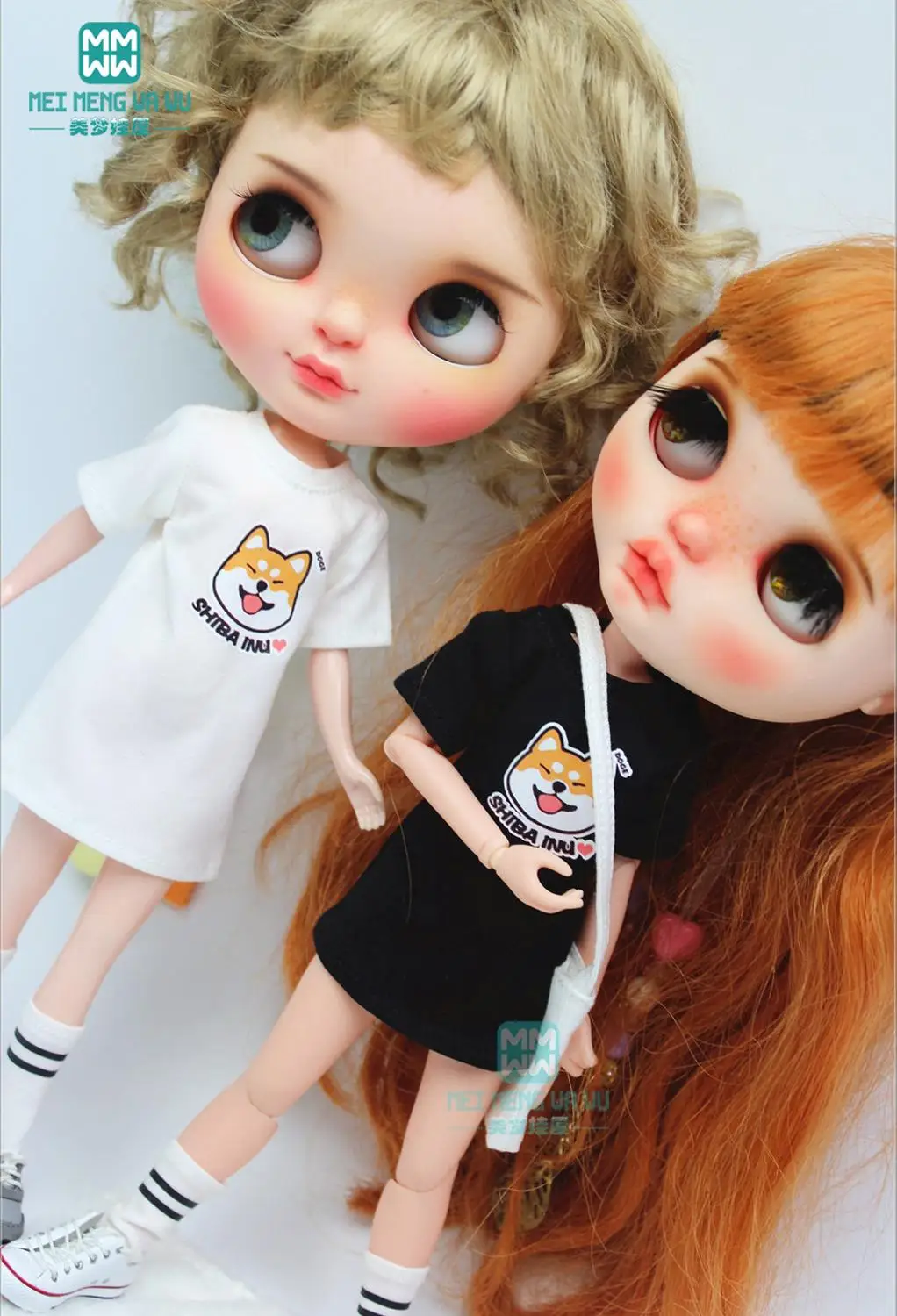 1 PCS Blyth Doll Clothes White/pink/black Long T-shirt for Blyth , Azone, obistu, FR 1/6 doll