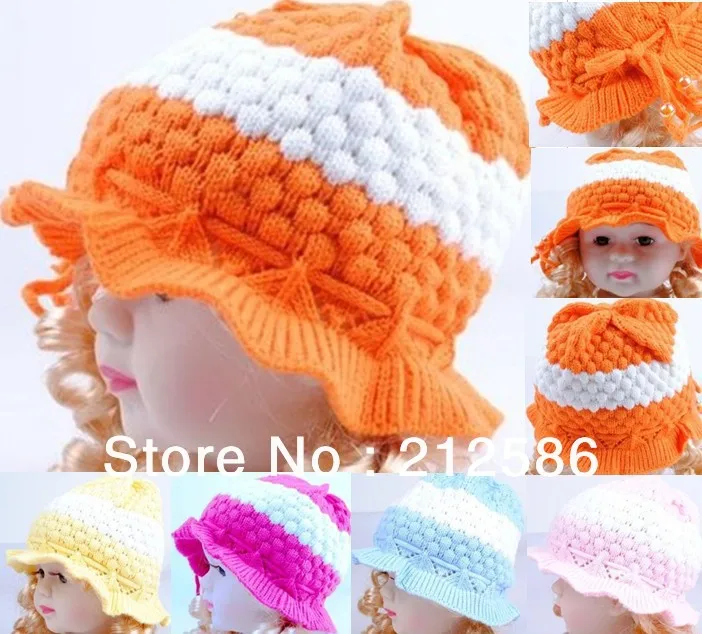 

Free shipping wholesale 5pcs/lot super nice baby winter caps baby girl spring hat Infant knitted autumn hat