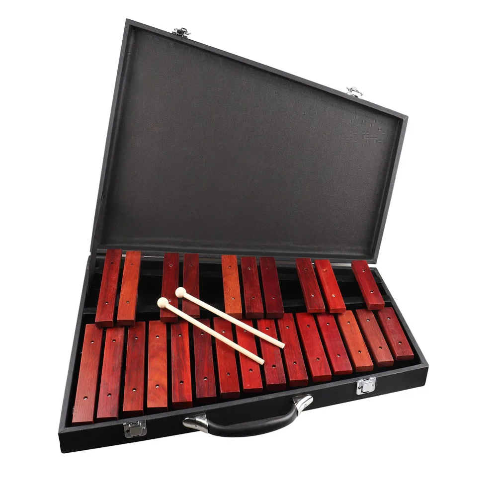 

25 Notes Glockenspiel Xylophone Vibraphone Marimba Percussion Educational 1 Pair Mallets with Case for Kids Children